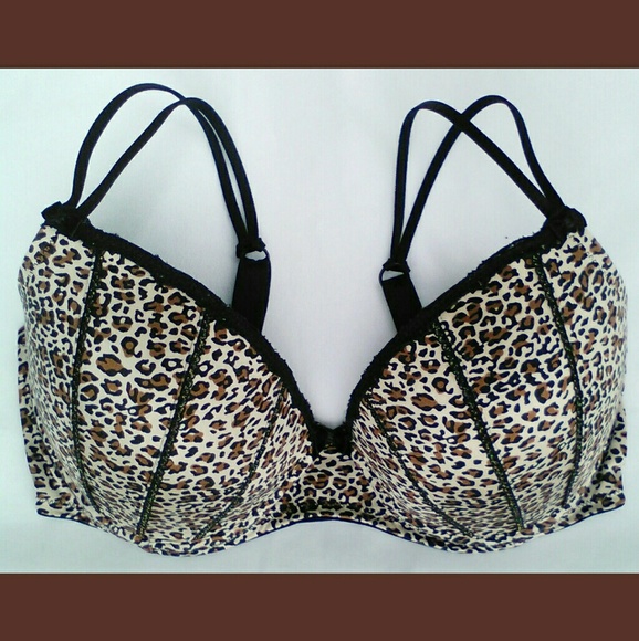 HP Silky Padded Lace Pushup Balconette Bra Apt 9 Leopard Satin Soft 36D Metallic - Picture 5 of 8